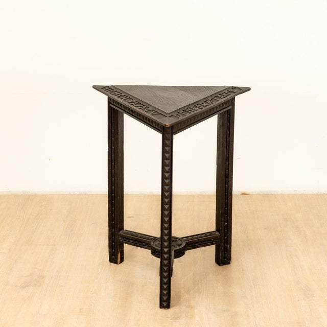 Stained and Carved Wooden Side Table from Benjamin Gomez, 1920s For Sale - Image 9 of 9