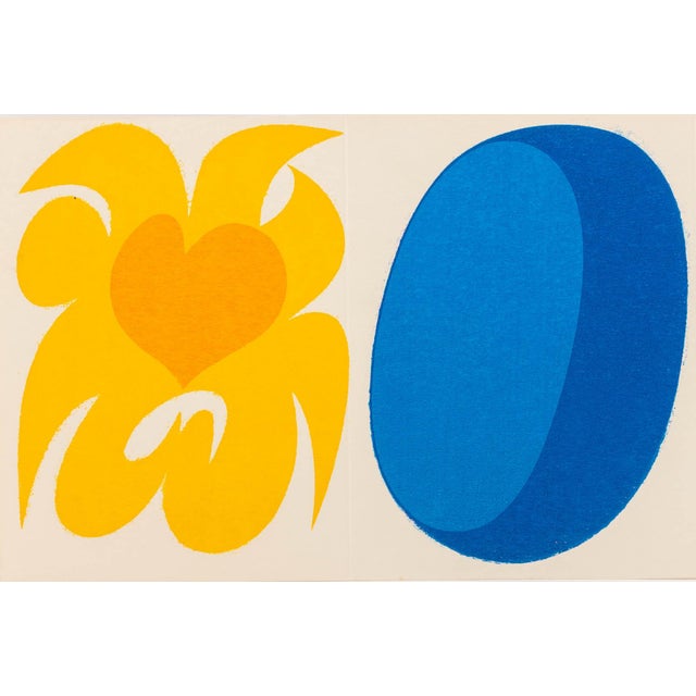 Carol Summers (American, 1925-2016), Hearts and Shapes, Woodblock Print in Colors on Cardstock, signed in print to center,...