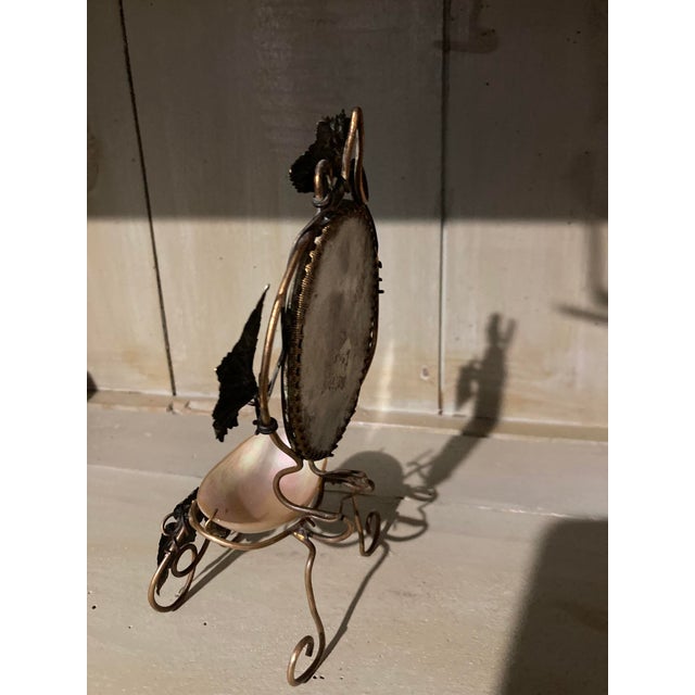 Shell Antique Palais Royal Mother of Pearl & Brass Chair Shaped Pocket Watch Holder For Sale - Image 7 of 9