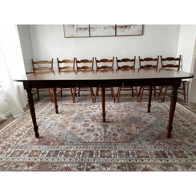 Tell City Chair Co. #48 Andover Solid Maple Dining Set – Extension Table, 2 Leaves, Captain Chair & 6 Side Chairs For Sale - Image 4 of 6