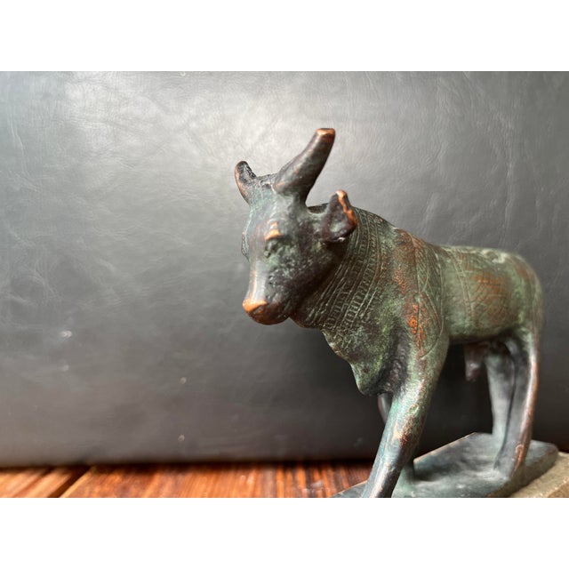 Egyptian Revival Bronze Bull Sculpture, 1980s For Sale - Image 3 of 8