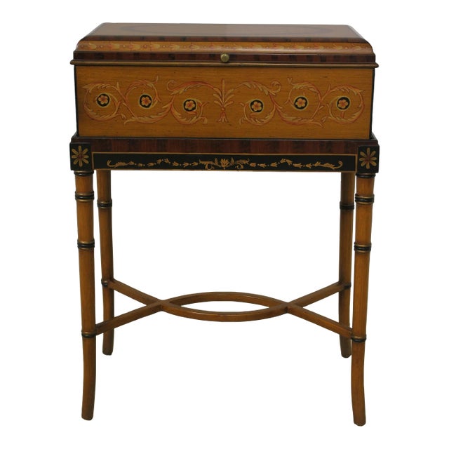 Neoclassical Paint Decorated Flip Top Box on Stand For Sale