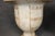 Stone Pair Vintage Tessellated Travertine Campana Urns Planters For Sale - Image 7 of 10