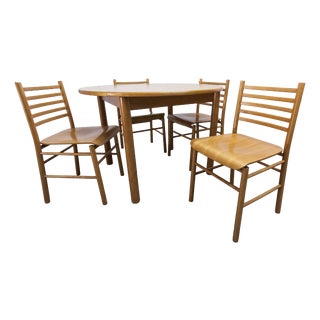 Danish Modernist Convertible Table and Chairs, 1970s, Set of 5 For Sale