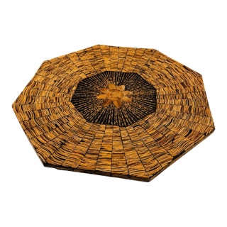 Large 20.5" Vintage Octagonal Basket-Illusion Inlay Platter & Wall Art For Sale