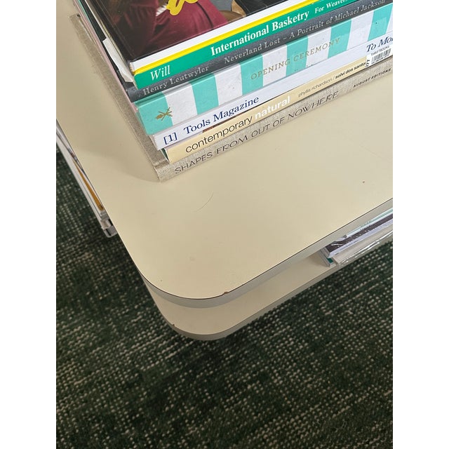 1990s 1990s Off-White Square Two-Tier Coffee Table For Sale - Image 5 of 6