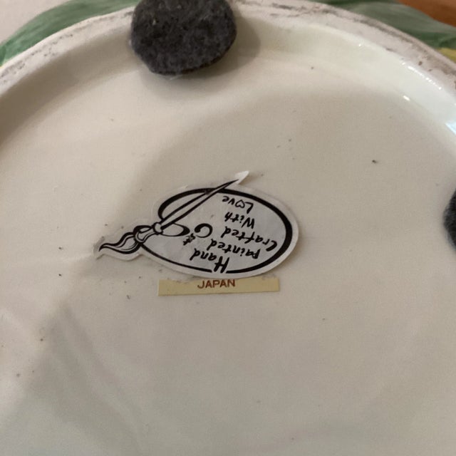 Canary Yellow Mid 20th Century Ceramic Centerpiece Serving Banana Bowl Hand-Crafted Japan For Sale - Image 8 of 11