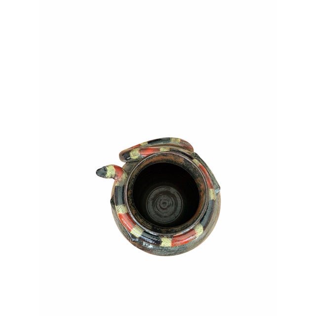 Stone Marvin Bailey Signed Folk Art Snake Vase | Hand-Painted Georgia Pottery For Sale - Image 7 of 11