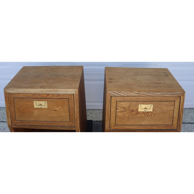 1970s Henredon Campaign Pair of Nightstands For Sale In Tampa - Image 6 of 9