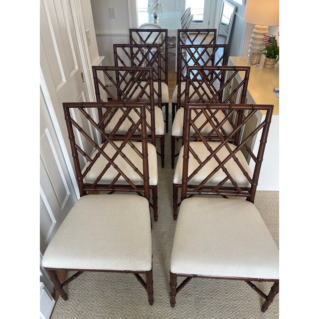Chippendale Set of 8 Brighton Faux Bamboo Dining Chairs - Never Used For Sale - Image 3 of 9