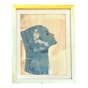 Vintage Boho Denim Collage Portrait