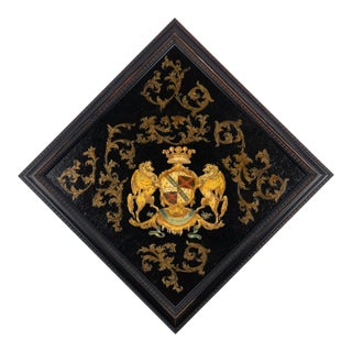 Victorian Decoupage Armorial Hatchment, 1800's For Sale