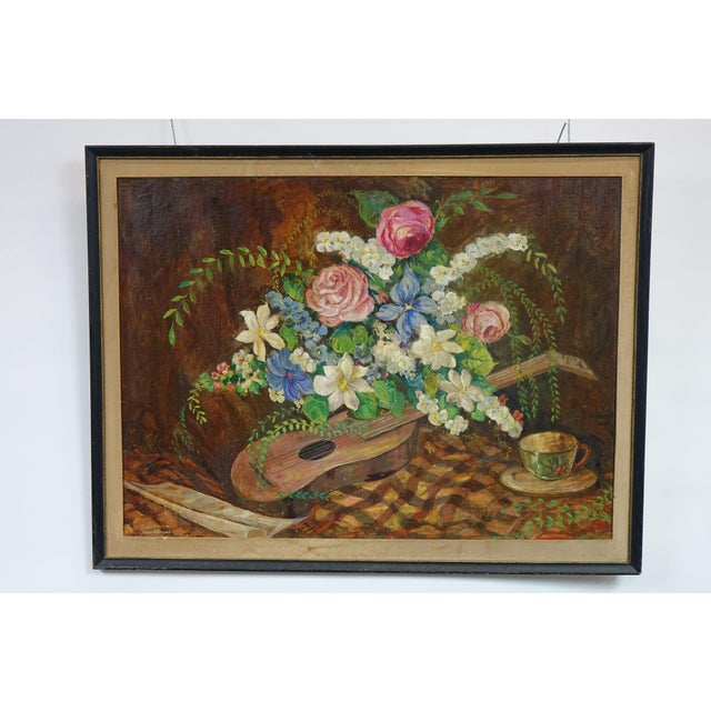Mid 20th Century Still Life Original Oil on Canvas Signed For Sale - Image 6 of 7