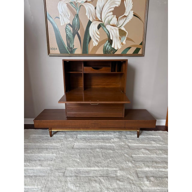 American of Martinsville American of Martinsville "Dania" Walnut Modular Bench and Desk/Bar Cabinet Attachment by Merton Gershun For Sale - Image 4 of 12