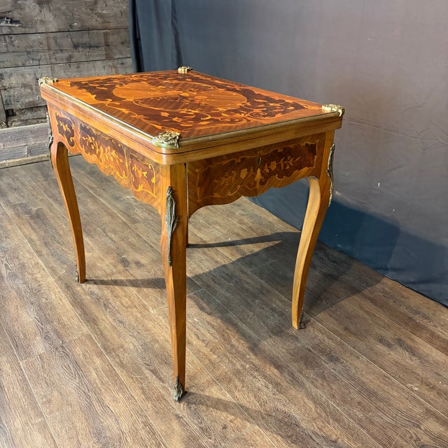 French Marquetry Belle Epoque Game Table For Sale - Image 13 of 18