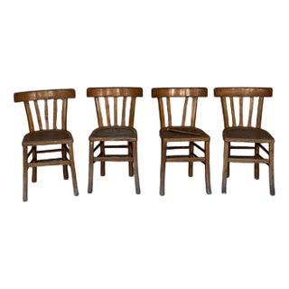 Flat Front Farmhouse Dining Chairs, 1950s, Set of 4 For Sale