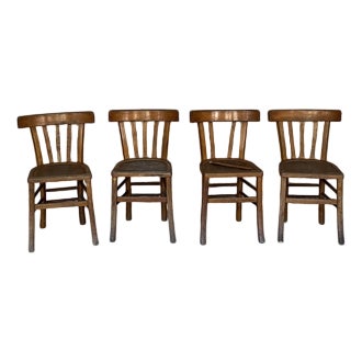 Flat Front Farmhouse Dining Chairs, 1950s, Set of 4 For Sale