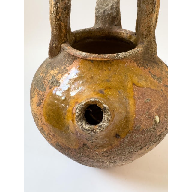 French Provincial Antique French Partially Glazed Terracotta Cruche Jug, C. 1900 For Sale - Image 3 of 17