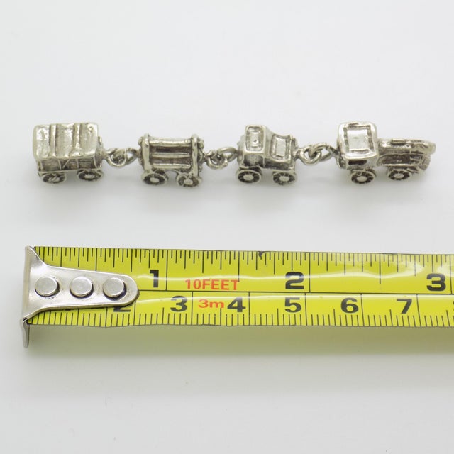 Vintage Italian Handmade Genuine Silver Toy Train Dollhouse Miniature Figurine For Sale - Image 10 of 10