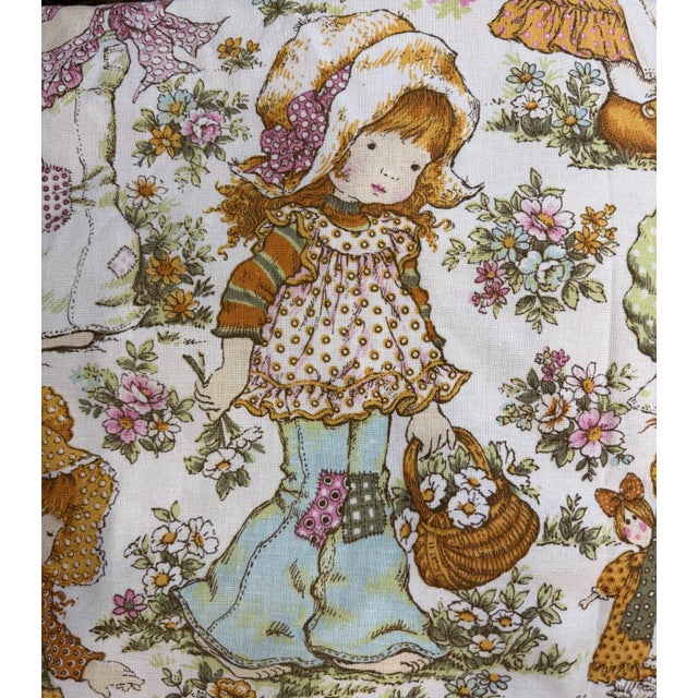 White 1970s British Vintage Sarah Kay Print Curtain Panels - A Pair For Sale - Image 8 of 11