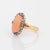 Antique Victorian Coral Diamond Ring Sz 5 Small Oval Cocktail Fine Jewellery For Sale - Image 4 of 6