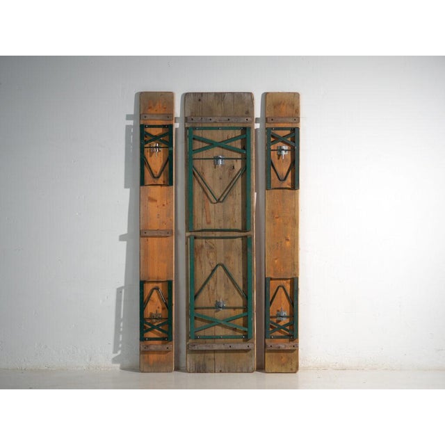 Brown Antique Beer Garden Table and Benches, Germany, 1960, Set of 3 For Sale - Image 8 of 9