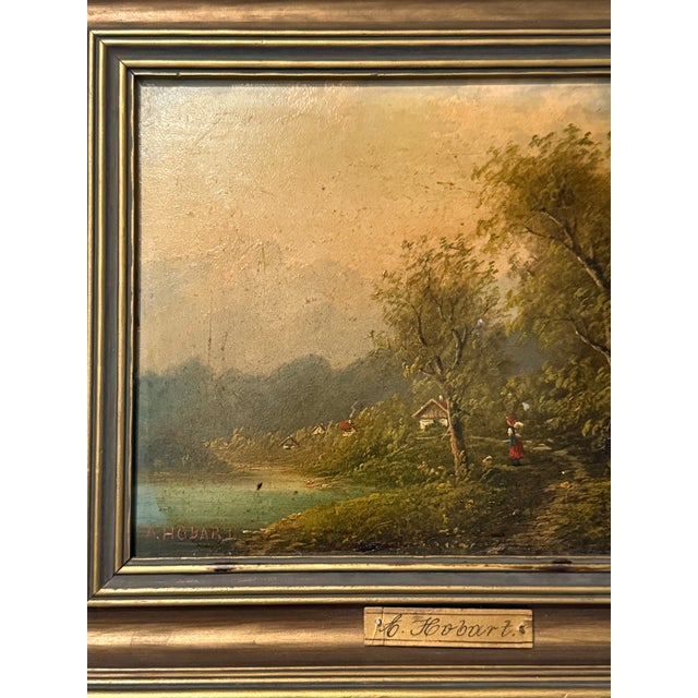 Early 20th Century Antique European Landscape Oil Painting by A. Hobart Signed For Sale - Image 5 of 12
