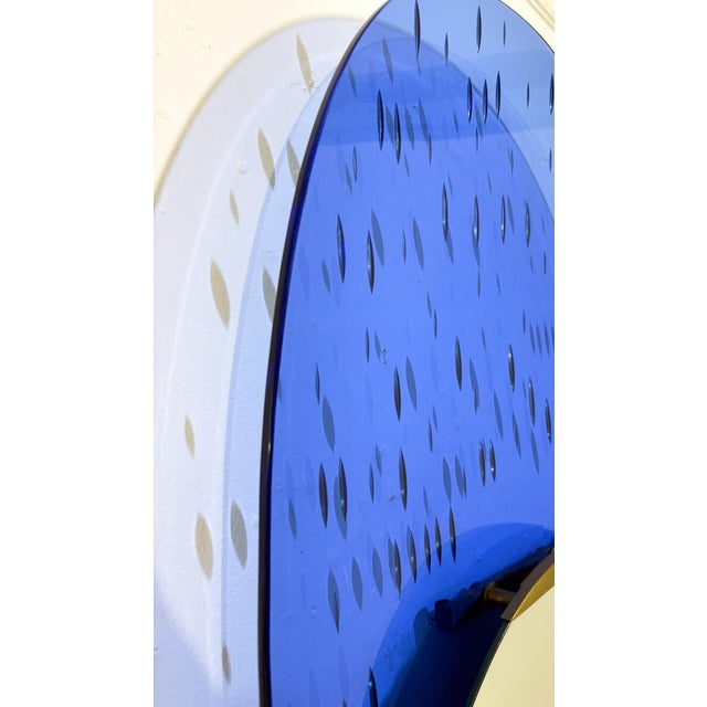 Ettore Sottsass Blue Glass Mirror attributed to Ettore Sottsass for Santambrogio & De Berti, Italy, 1950s For Sale - Image 4 of 8