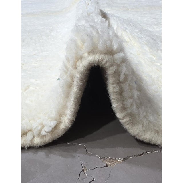 White Moroccan Solid Wool Rug - 8.3 X 6.6 Ft For Sale In Cleveland - Image 6 of 6
