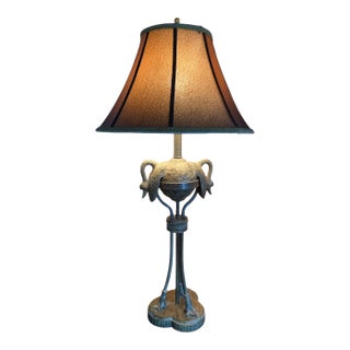 Antique Double Crane Bronze Table Lamp For Sale