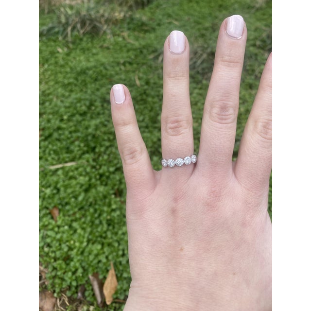 Metal 0.40ctw Diamond Round Band Ring, 14k White Gold, Ring Size 7.25, Stackable For Sale - Image 7 of 7