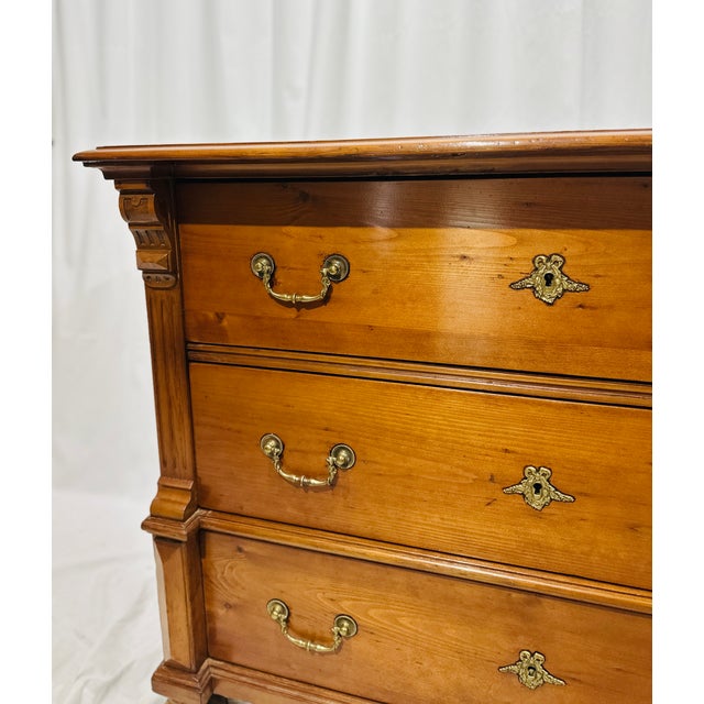 Mid 18th Century Solid Pine Three Drawer Chest on Bun Feet For Sale - Image 4 of 4