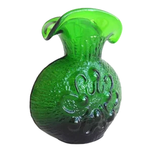 Mid Century Modern Wayne Husted Stelvia Glass Vase Green Pitcher