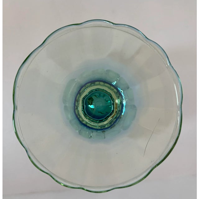 Vintage Bi-Colored, Green and Blue, Hand-Blown Water Goblets, 'Bahia' by Italy's Bormioli Rocco- Set of 10 For Sale In San Antonio - Image 6 of 10