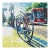 Sound and Motion - Original Urban Bicycle Still Life Pointillist Acrylic Painting For Sale