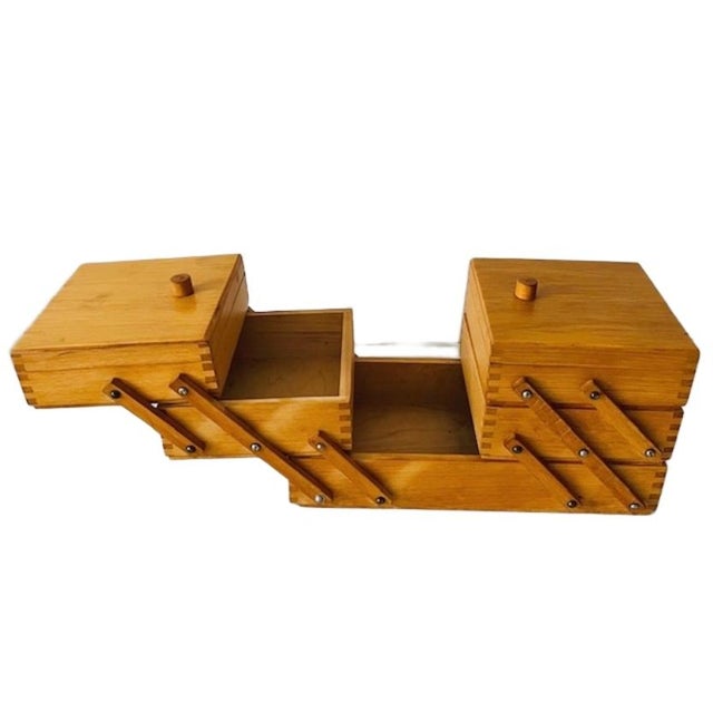 Mid-Century Modern Danish Folding Wooden Sewing Box, 1960s For Sale - Image 9 of 12