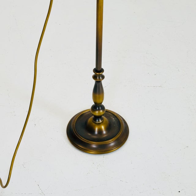 Brown Mid-Century Modern Adjustable Brass Column Floor Lamp, Italy, 1930s For Sale - Image 8 of 11