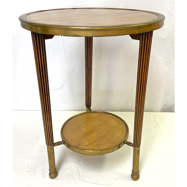 Brown Vintage Mid Century Biedermeir Style Walnut and Brass Occasional Table For Sale - Image 8 of 12