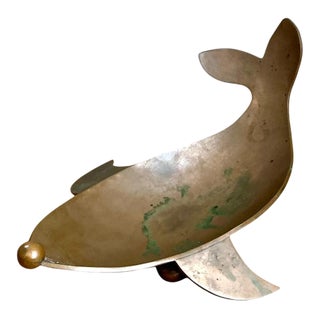 Vintage Sculptural Metal Whale Bowl For Sale