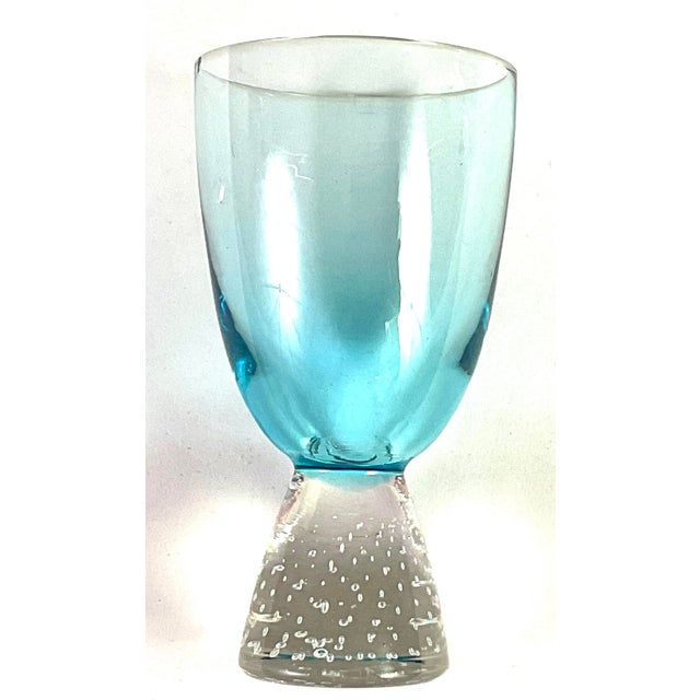 1990s 1990s Portuguese Controlled Bubble, Blue, 4 Ounce Shooter/Shot Glasses – Set of Six For Sale - Image 5 of 5