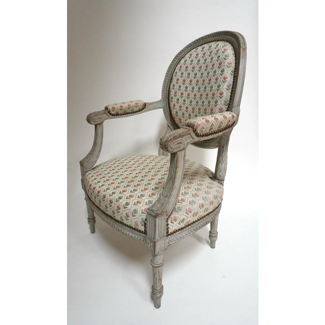 French Louis XVI Armchairs - a Pair For Sale - Image 3 of 12