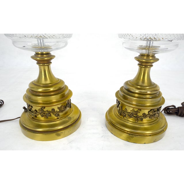 Pair of Cut Crystal & Brass Vase Shape Table Lamps c1970s For Sale - Image 13 of 17
