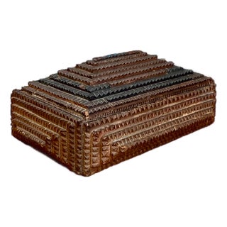 Vintage Tramp Art Wood Box For Sale
