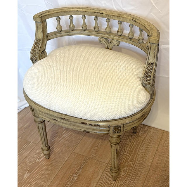 Shabby Chic Vintage French Style Vanity Stool For Sale - Image 3 of 17