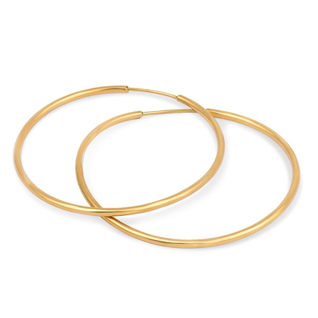 Mid 20th Century Pair of Modern 18k Yellow Gold Hoop Earrings For Sale In Los Angeles - Image 6 of 7