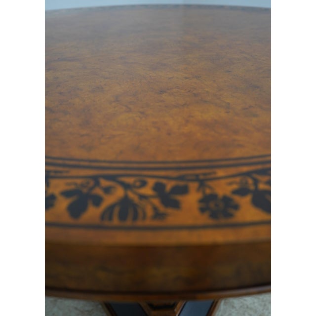 Baker Furniture Company Baker Burlwood Round Inlaid Center Table For Sale - Image 4 of 14