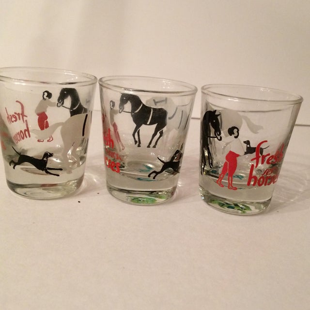 Vintage 1930's "Fresh Horses" Equestrian Shot Glasses Set of 6 Chairish
