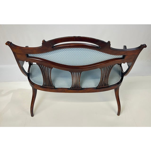 Antique Classical Mahogany Lyre-Back Settee For Sale - Image 14 of 16