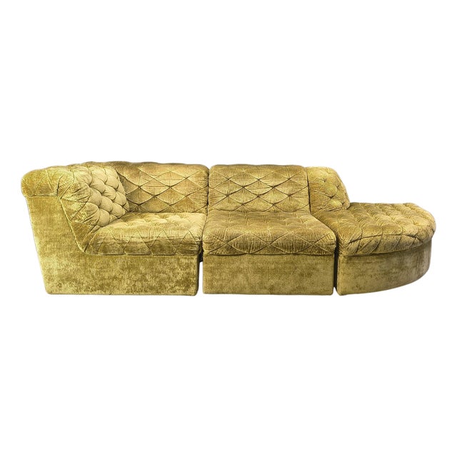 Vintage Velvet Modular Sofa from Laauser, 1970s, Set of 3 For Sale