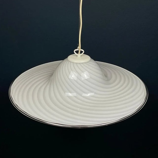 Italian Swirl Murano Glass Pendant Lamp, 1970s For Sale - Image 11 of 11